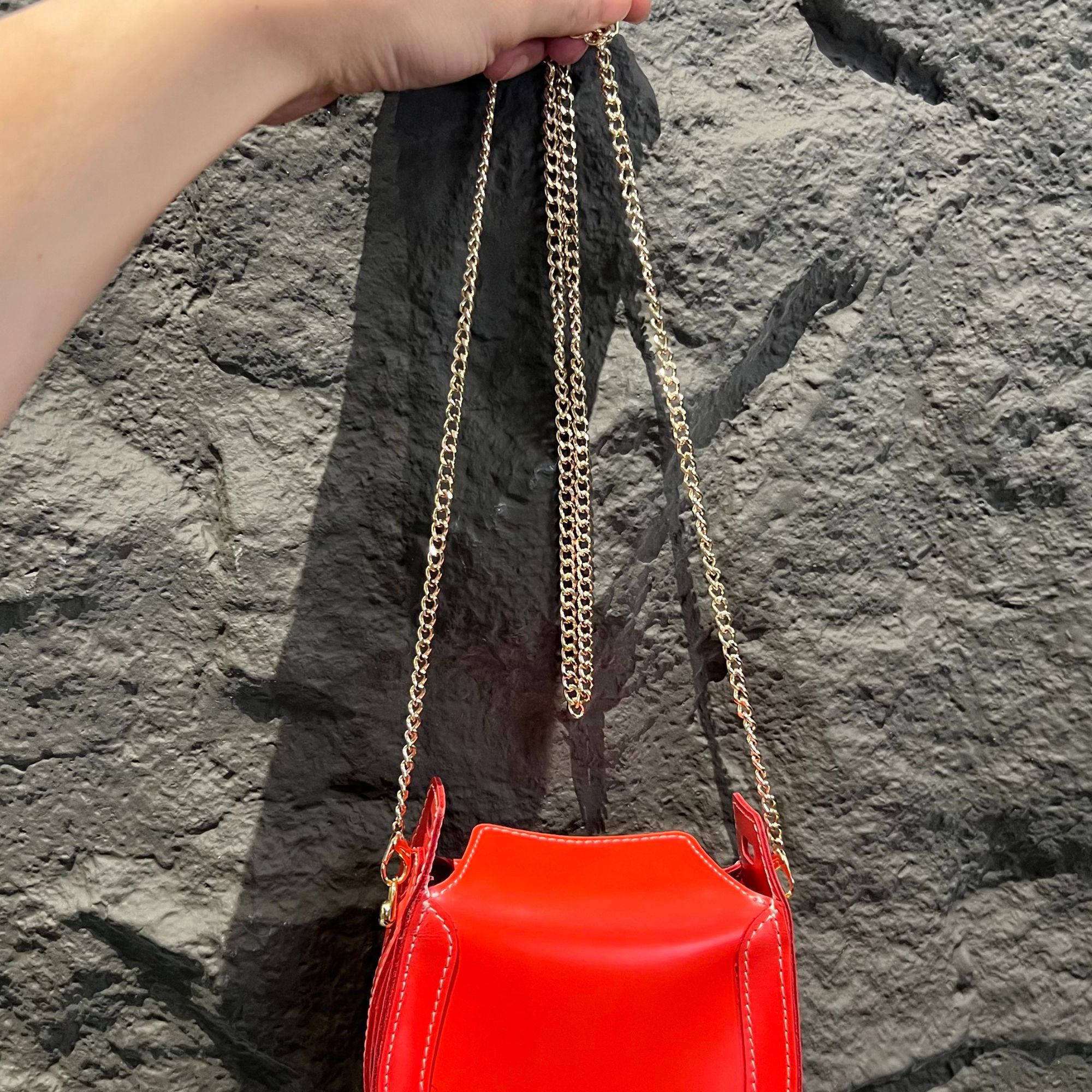 【全真皮】假一罚十 小众设计师款手机包休闲百搭轻奢手拎包-链条