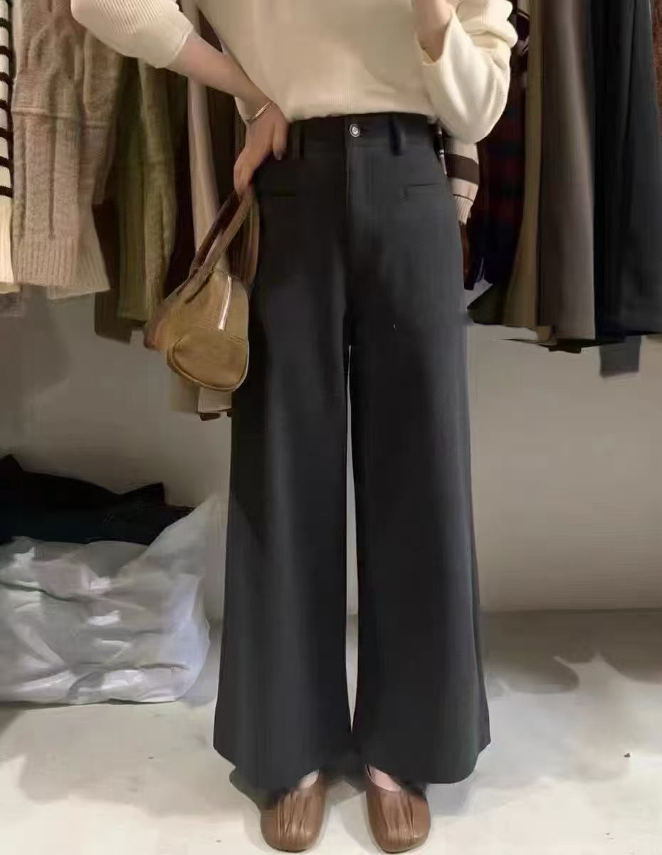 小亚推荐 3380【高品质】毛呢秋季通勤风简约直筒垂感十分裤