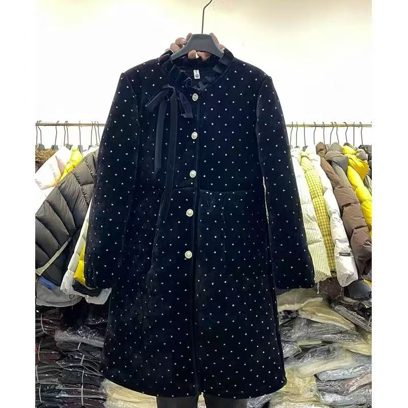 冬季加厚三层加绒蝴蝶结领可外穿女士时尚家居服睡袍长小香风气质