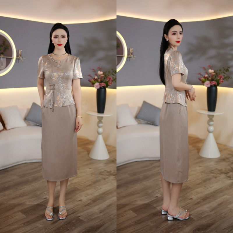 2025夏季新款高贵新中式洋气时尚气质百搭连衣裙6202