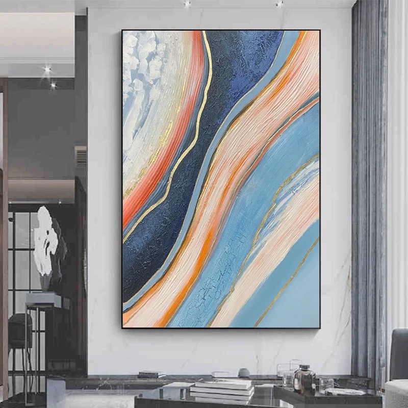 【琉唦】现代轻奢玄关装饰画抽象艺术客厅沙发背景墙挂画砂岩画