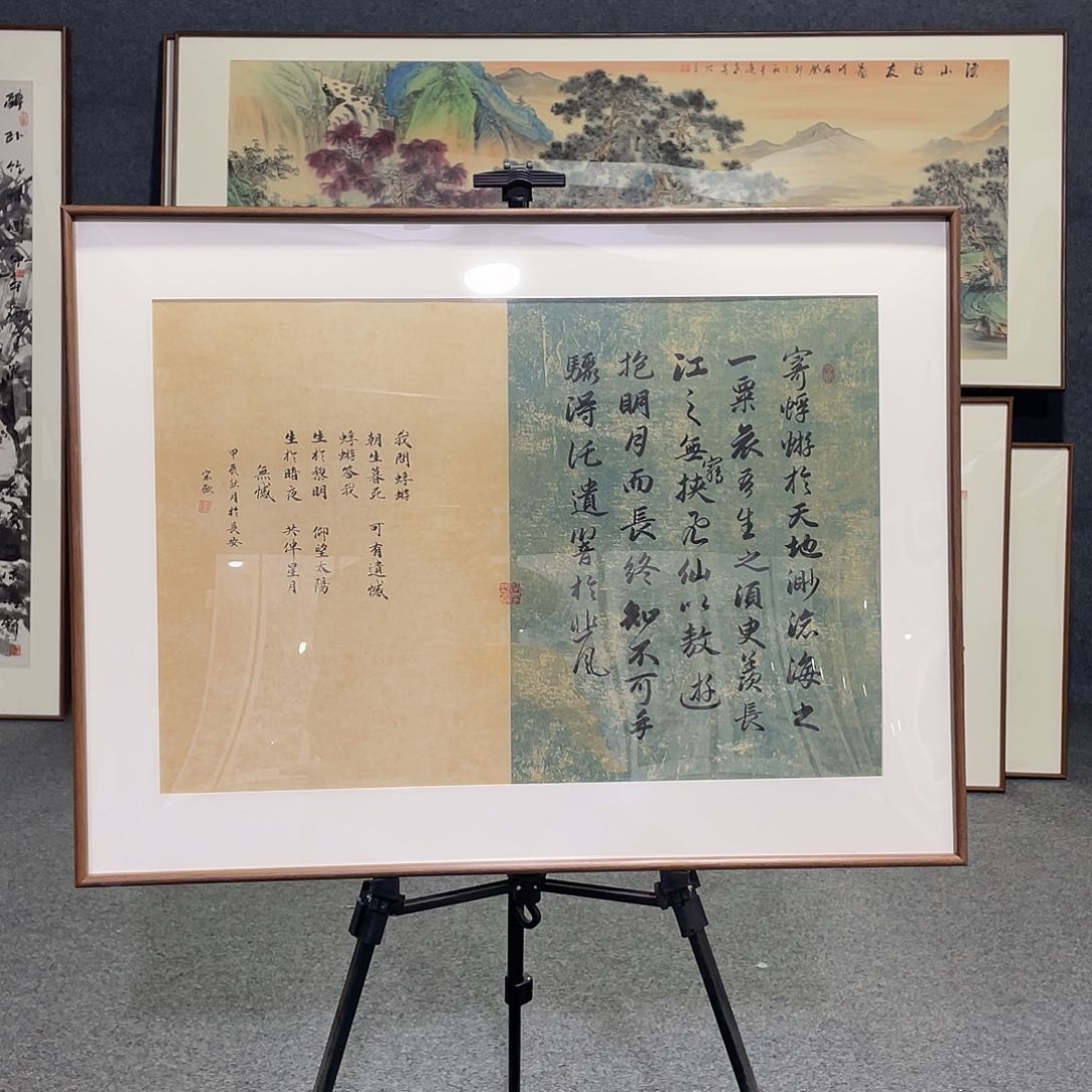 国画手绘画带框发货