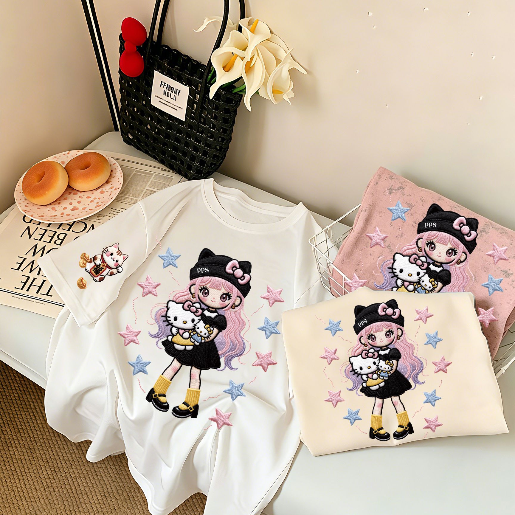 2026年新款纯棉库洛米亲子童装夏季时尚短袖休闲洋气T恤