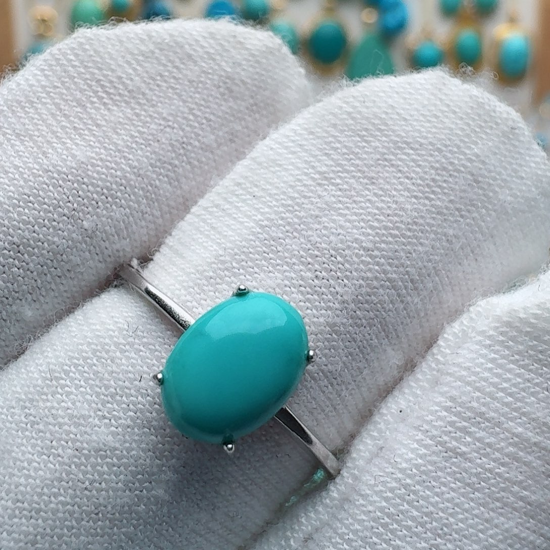 小***雅绿松石银S925镶嵌戒指