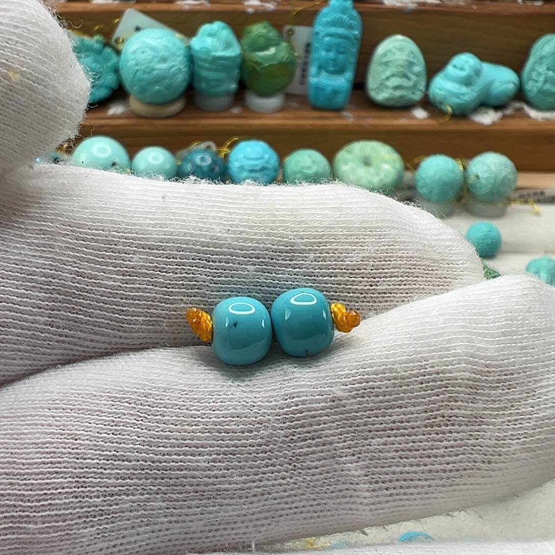 绿松石老型对珠 未镶嵌