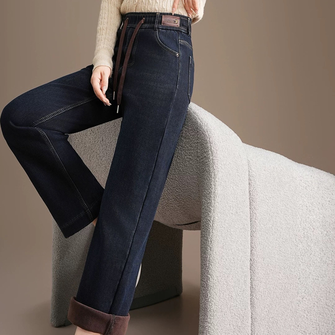 加厚窄版小直筒牛仔裤