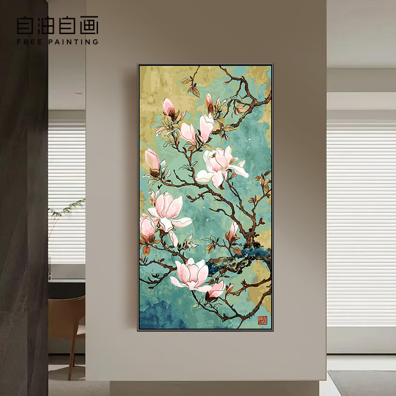 乔迁礼物数字油画客厅涂色油画高级手工填色玄关装饰画  玉洁冰清