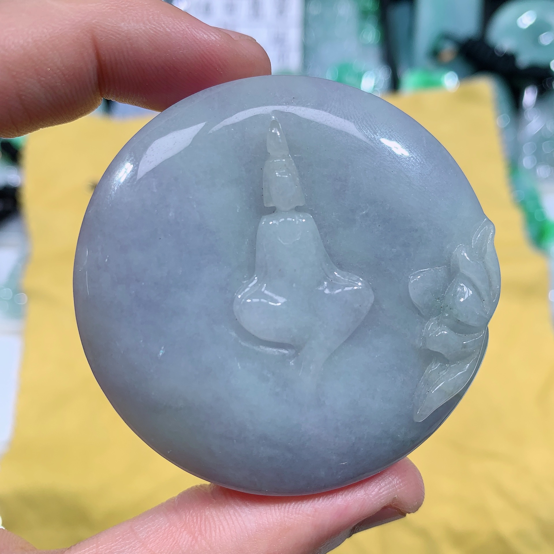 天然A货缅甸翡翠紫罗兰悟道吊坠，照片左滑看尺寸