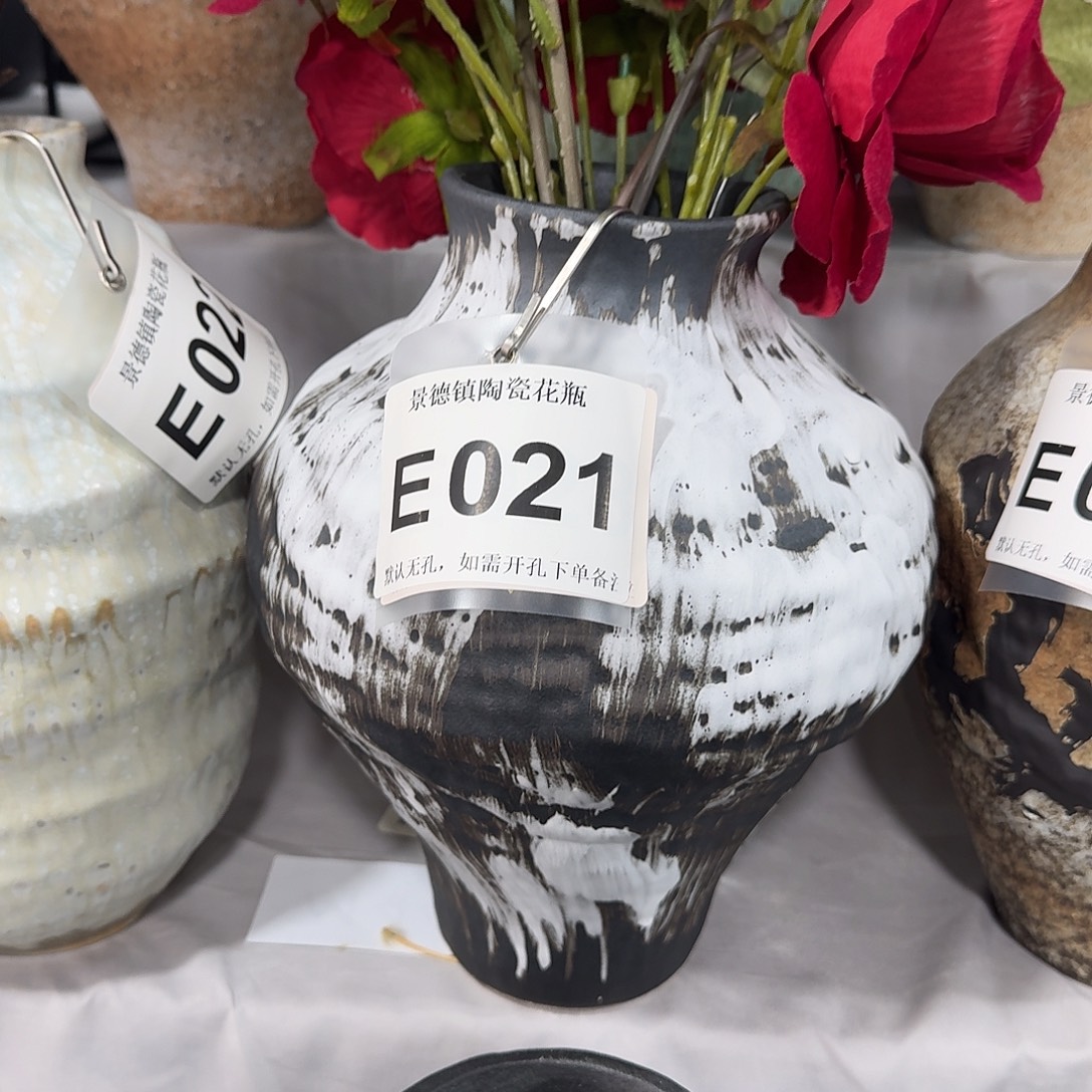 摩***妇摆件陶景德镇高温花瓶编码e021高28口8默认无孔