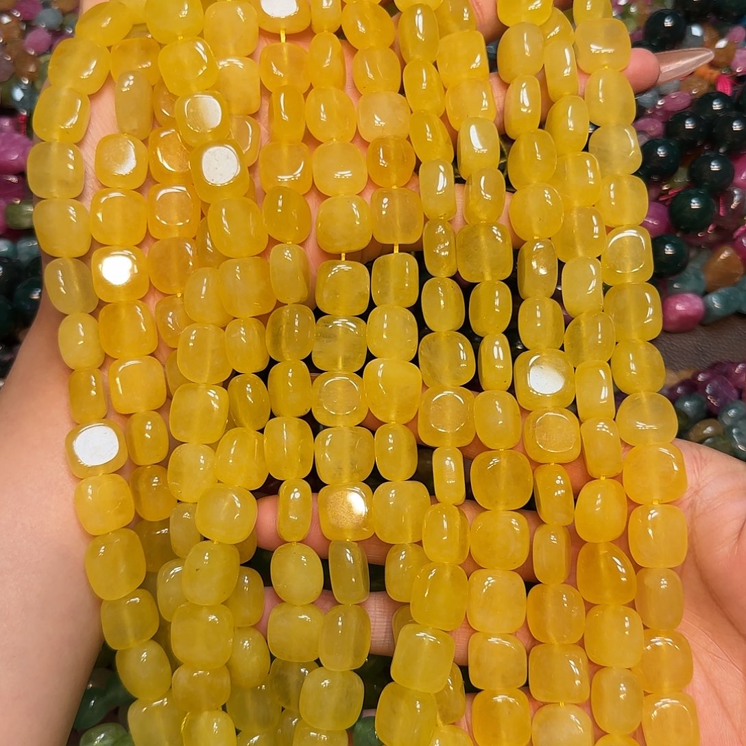 玛瑙/玉髓未镶嵌珠宝半成品14mm天然石黄玉髓方牌一条