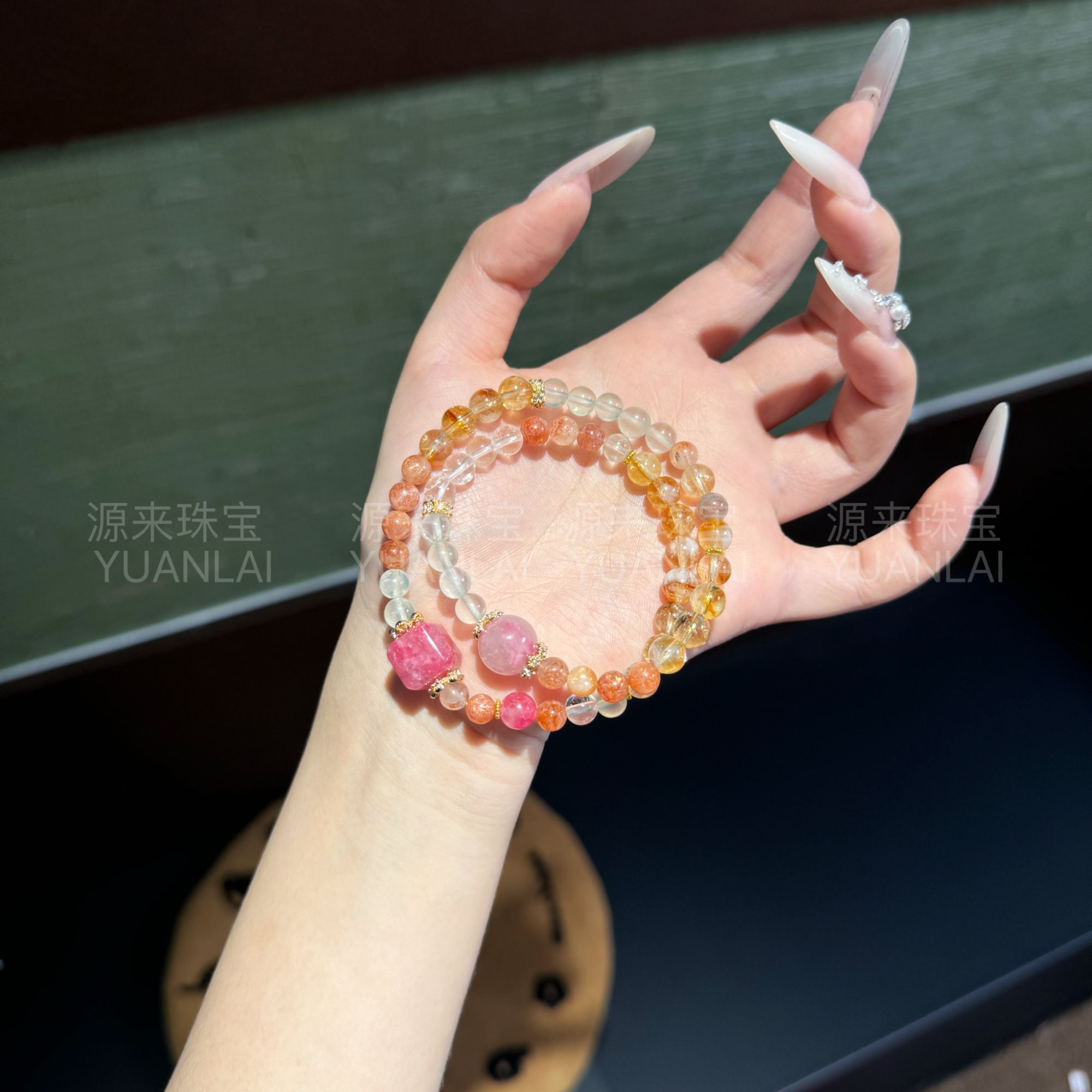 YY05 黄塔晶蔷薇辉白水晶手串