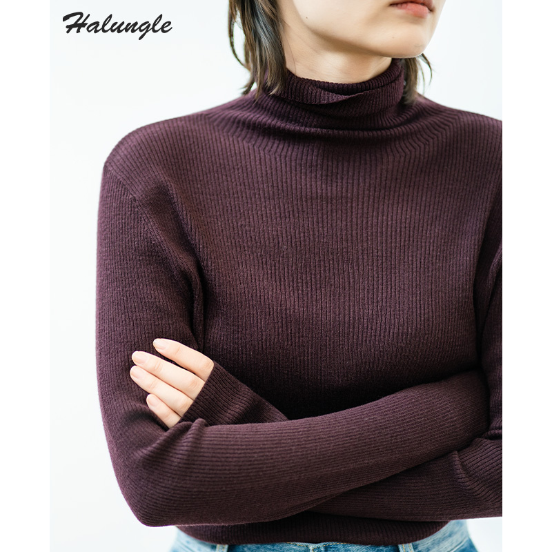 HALUNGLE/海伦格丽海伦格丽  Y5686   高领打底修身长袖上衣dy