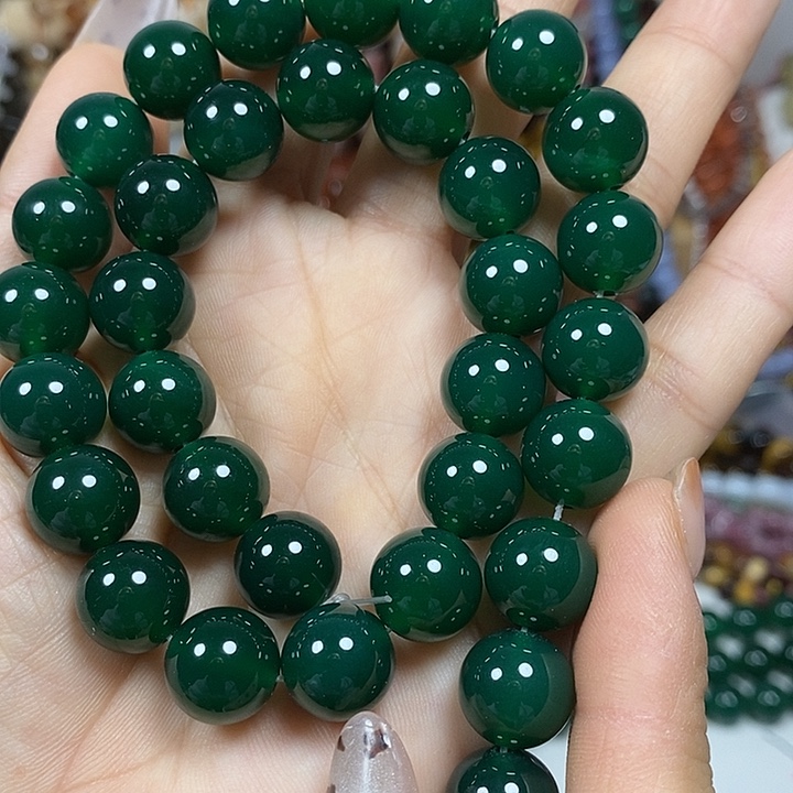 玛瑙/玉髓未镶嵌珠宝半成品A级绿玛瑙卡12mm