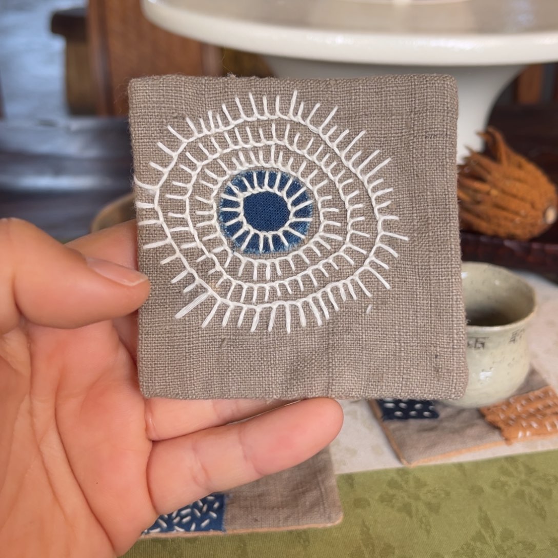 手工 植物染 小垫