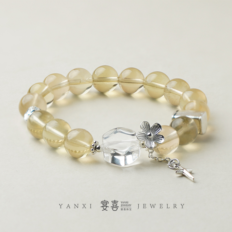 【开财门】黄阿塞✖白水晶六角星单圈手串 多样性发其一