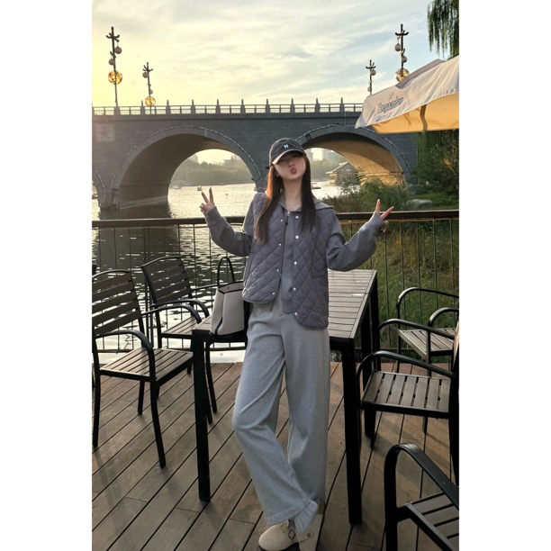 GIRDEAR/哥弟「轻简灰漾」秋冬新款显瘦休闲云朵绒柳叶弯刀裤110031