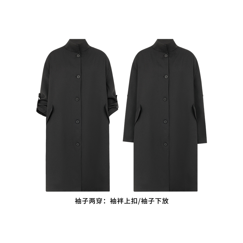 MEIYANG布鲁克林风衣 100+麻感肌理_英伦排扣长外套