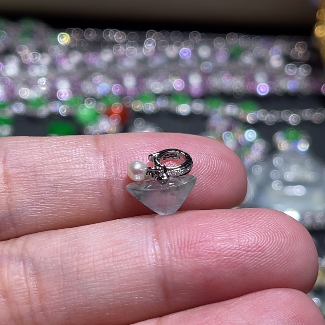 翡翠吊坠(不含链)18K金镶嵌小元宝滴溜万能扣