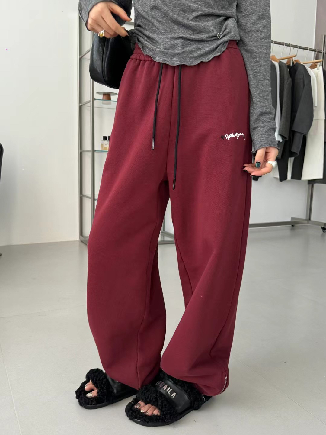 （福福）下脚口拉链 加绒卫裤