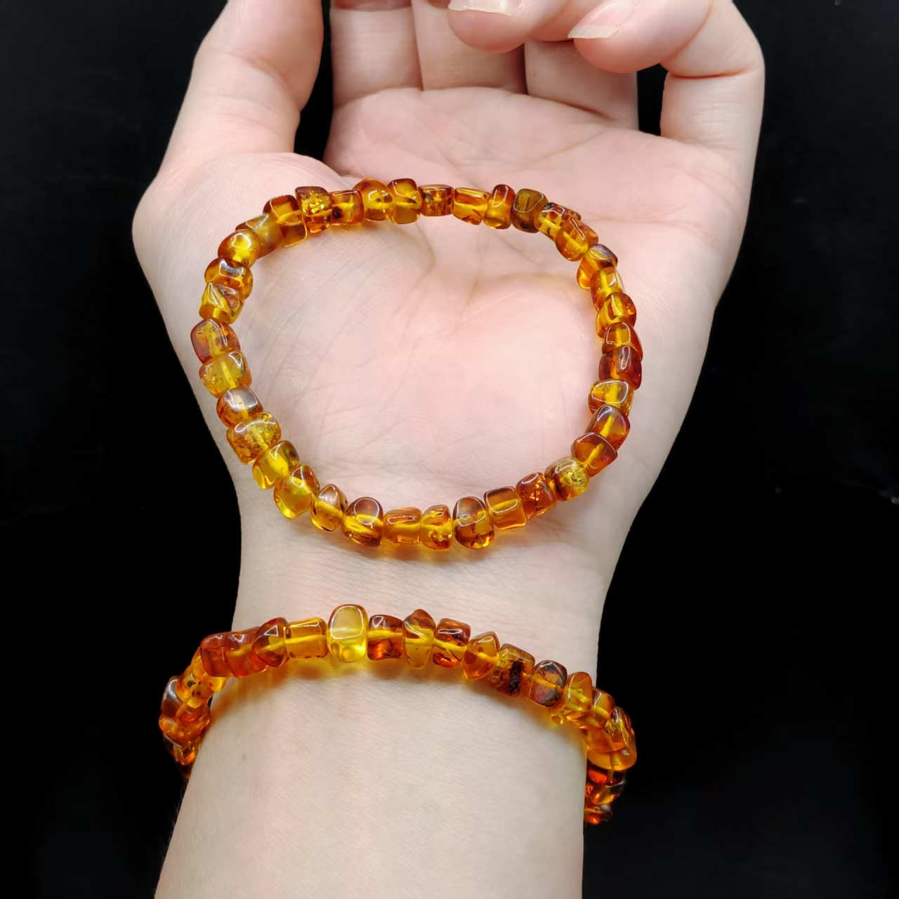 【康康严选】花珀琥珀随型珠单圈手串M7【多样性发其一】约6mm