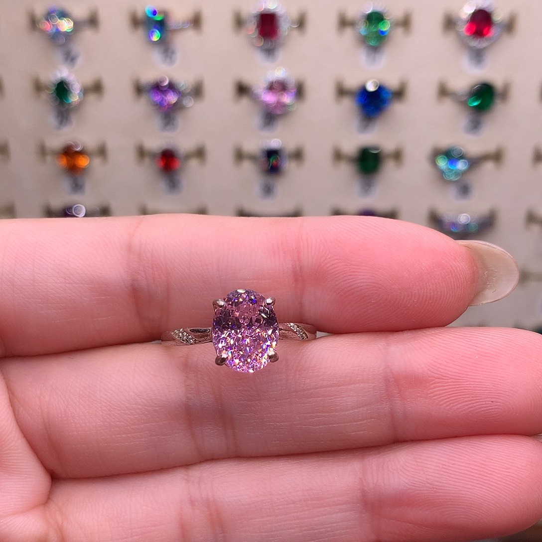 银S925镶嵌戒指碧玺