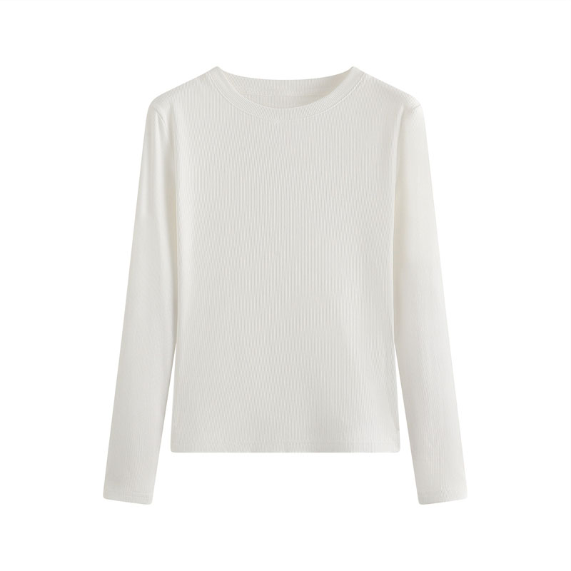 7003白色打底衫女秋款时尚内搭正肩圆领字母绣洋气百搭T恤长袖