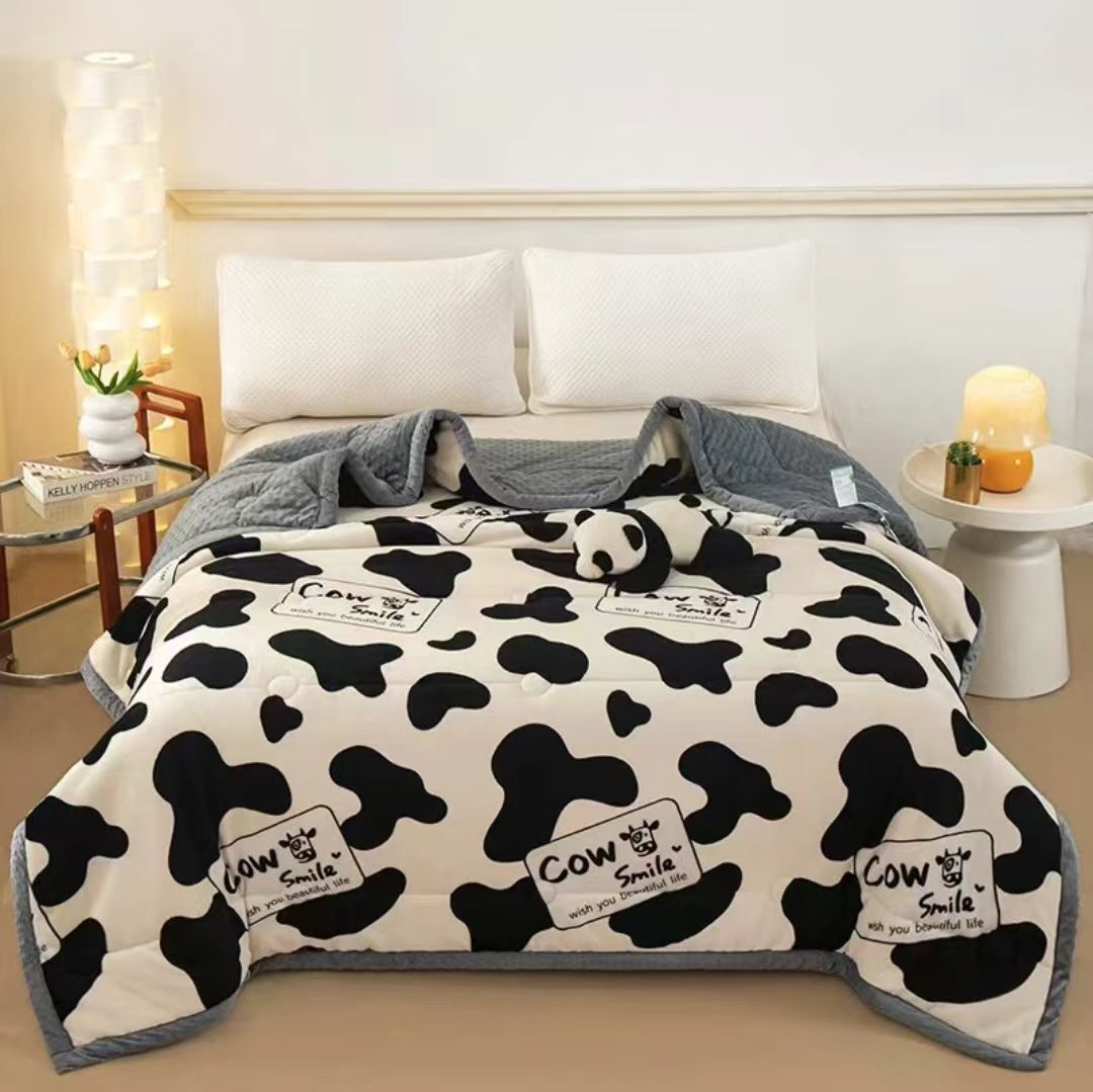 【试睡30天】甜心奶牛牛奶绒1.5*2米四季被可机洗中厚度不起球