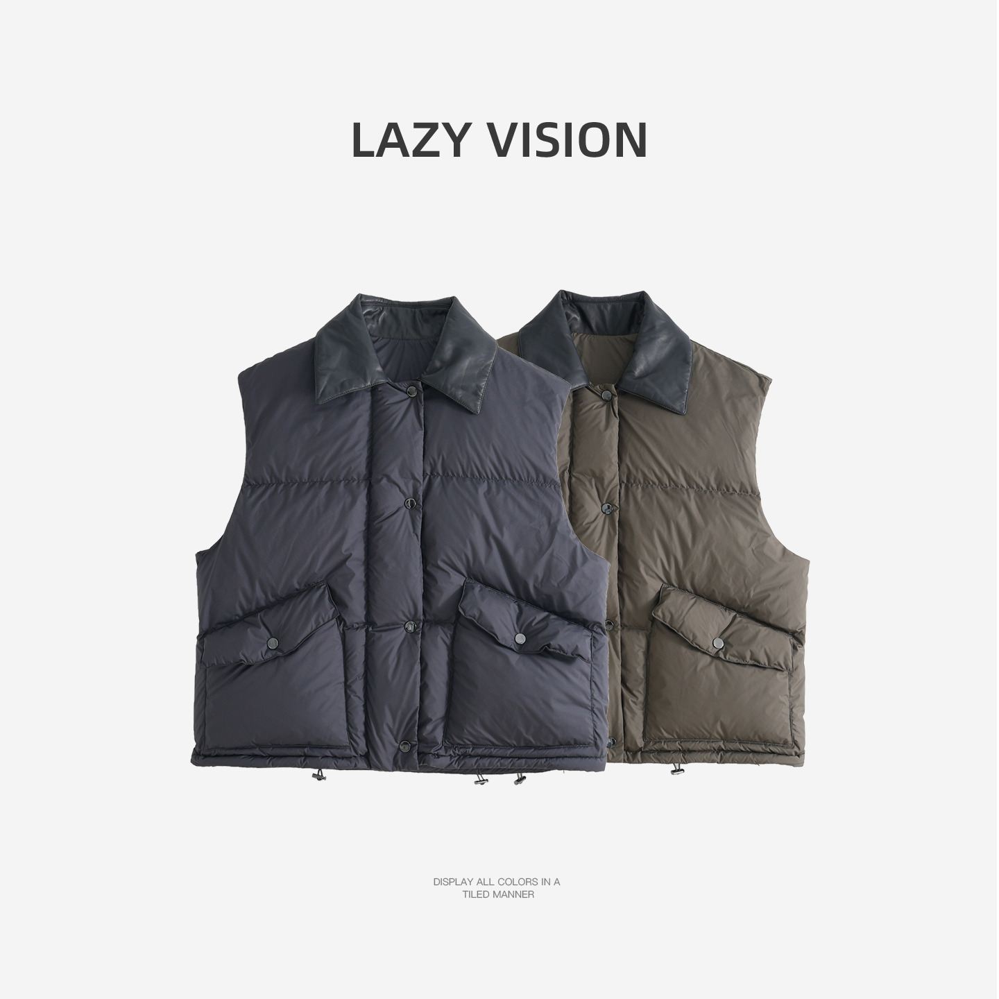 LAZYVISION95白鹅绒短款小羊无袖羽绒服ZMD-33024小小