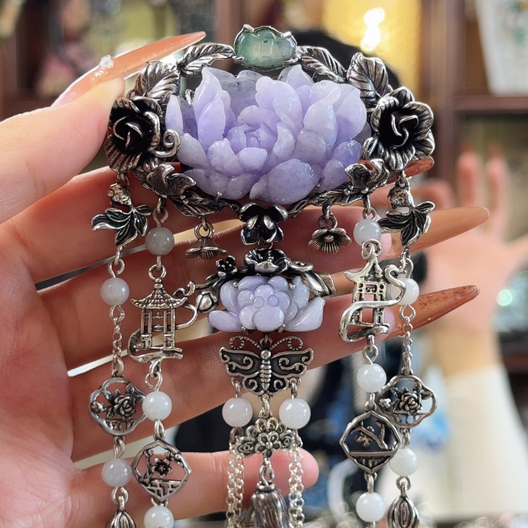 翡翠银S925镶嵌发饰