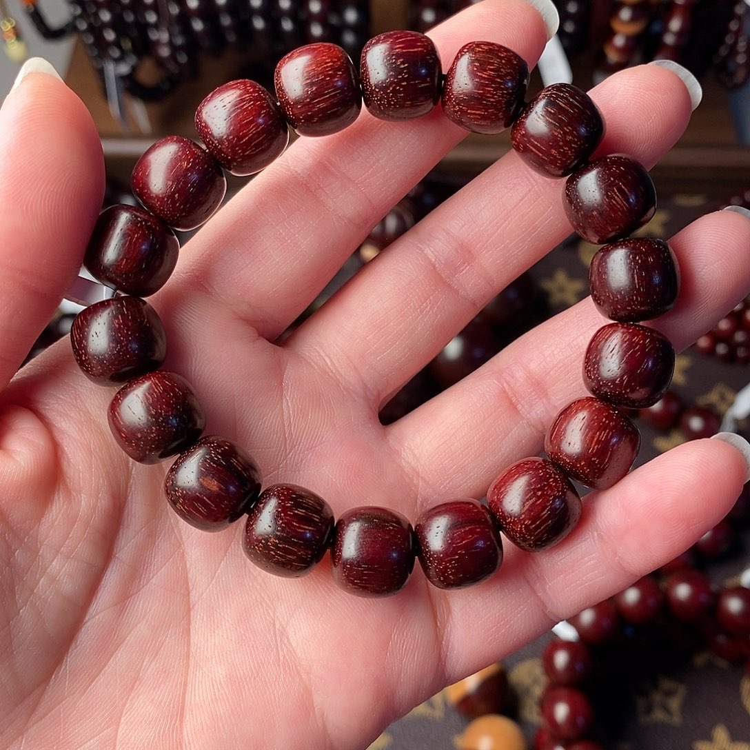 小叶紫檀手串/手链瑕疵珠：原汁原味小叶紫檀11/12老型珠18颗