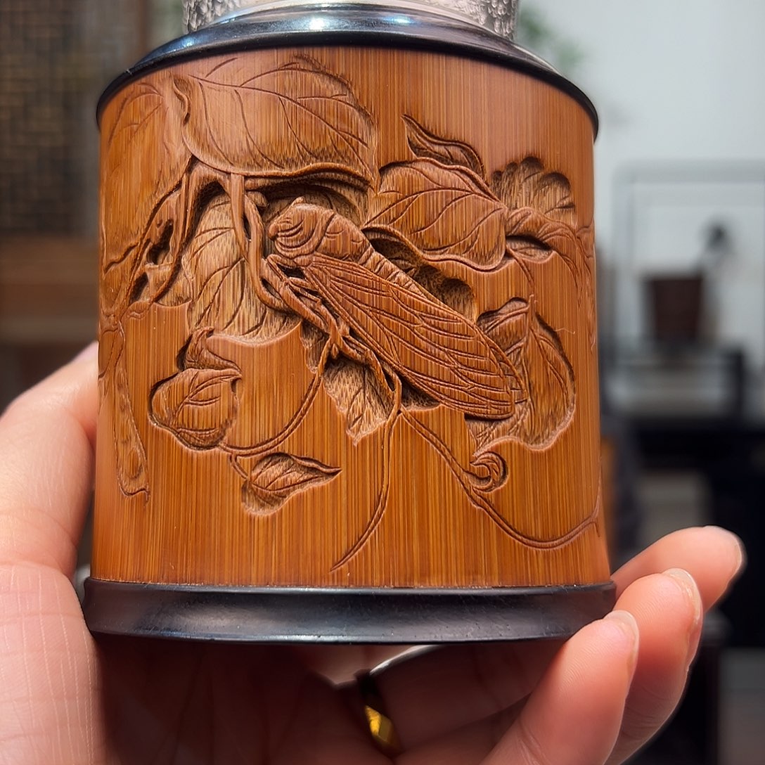 竹秋园虫趣茶叶罐