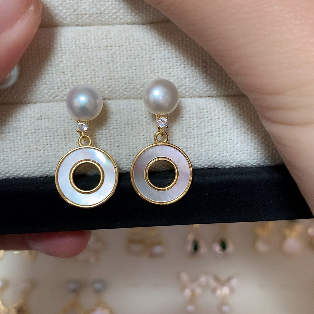 淡水珍珠耳饰合金