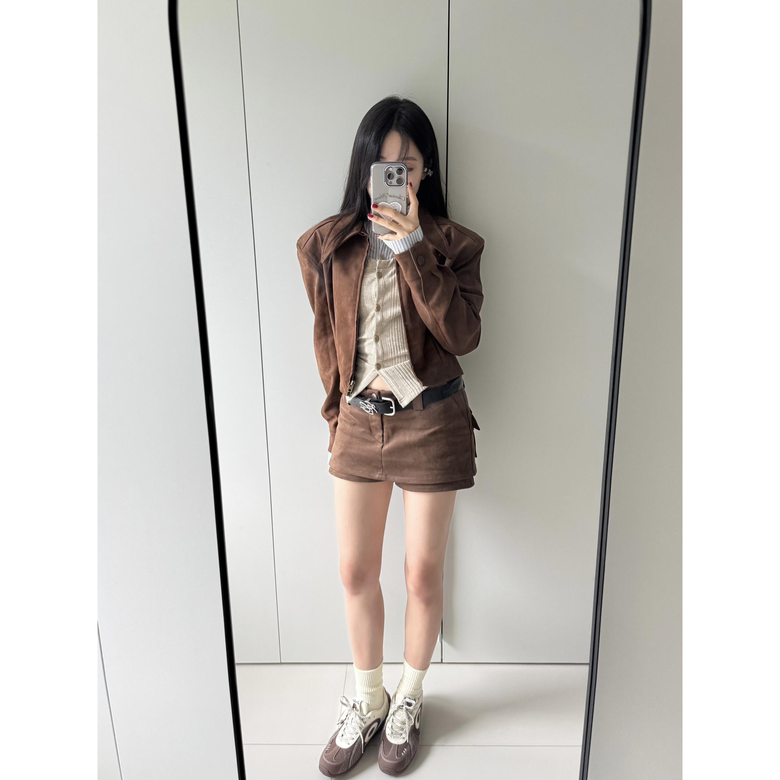 韩版短外套针织衫短裙三件套气质秋冬复古百搭时尚套装