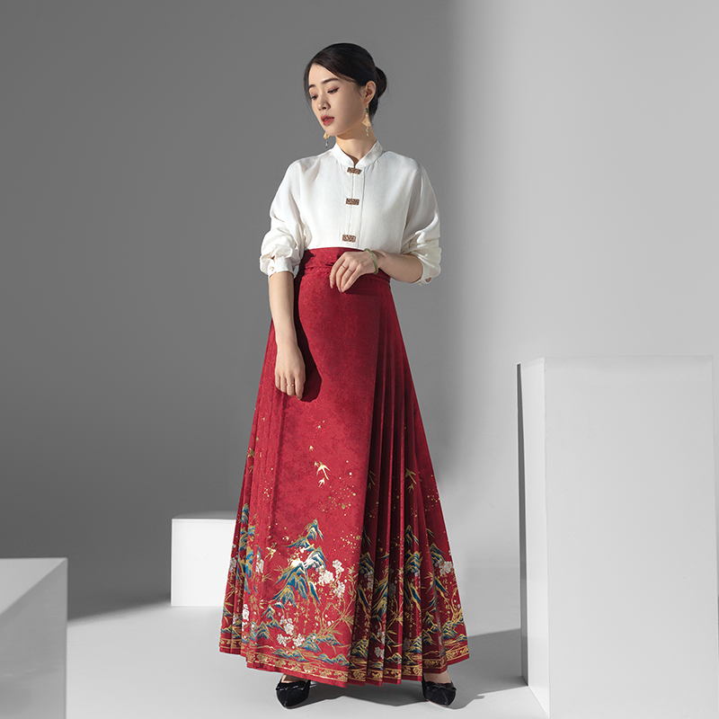 千里江山-【仿妆花马面裙】重工仿妆花织金马面裙套装汉服女日常