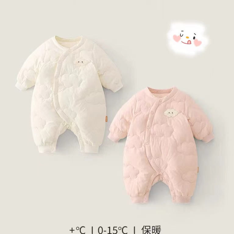 新生儿居家偏开云朵棉连体外出可爱轻薄偏开护肚哈衣