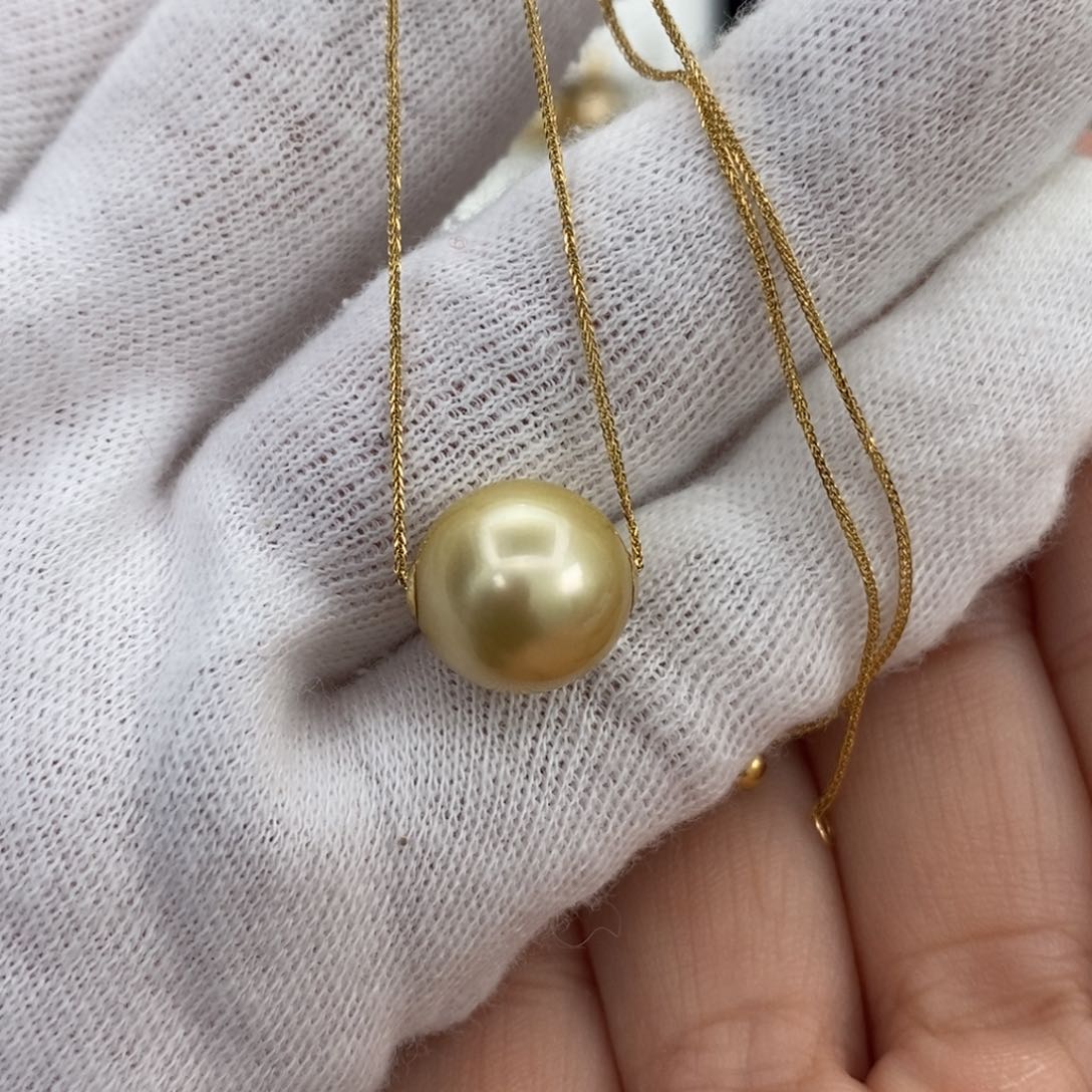 海水珍珠颈饰18K金镶嵌11-12nn