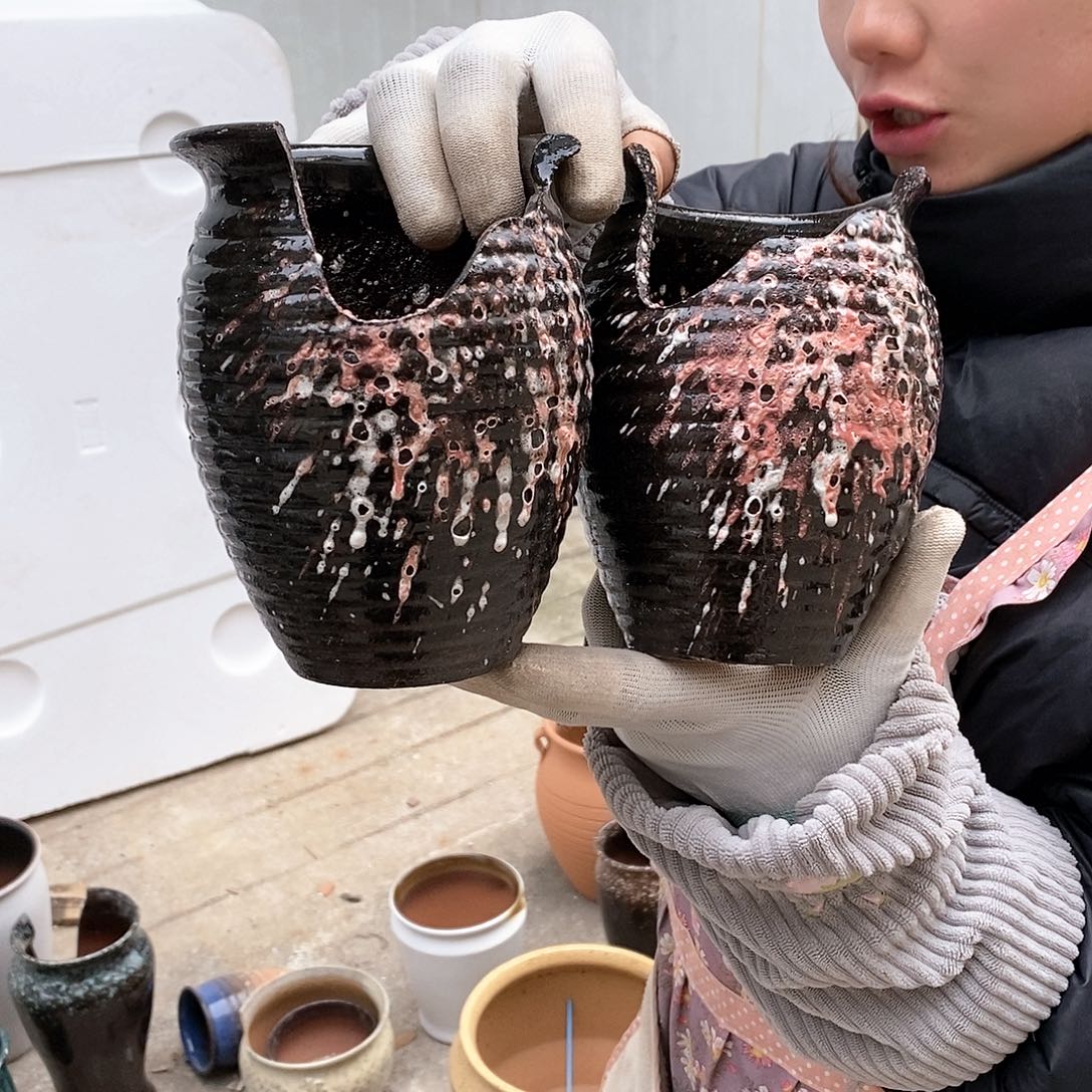 紫砂花盆瑕疵口11高15