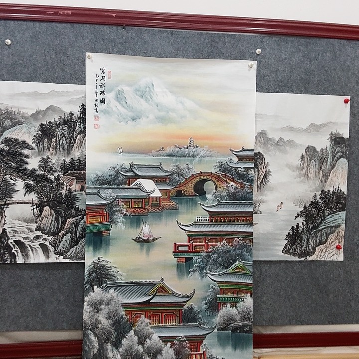 国画手绘国画紫阁祥瑞图