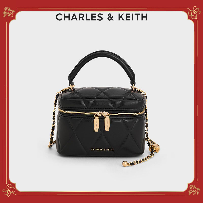 CHARLES & KEITH【双旦送礼】25冬款小香菱格链条手提包80782534-B