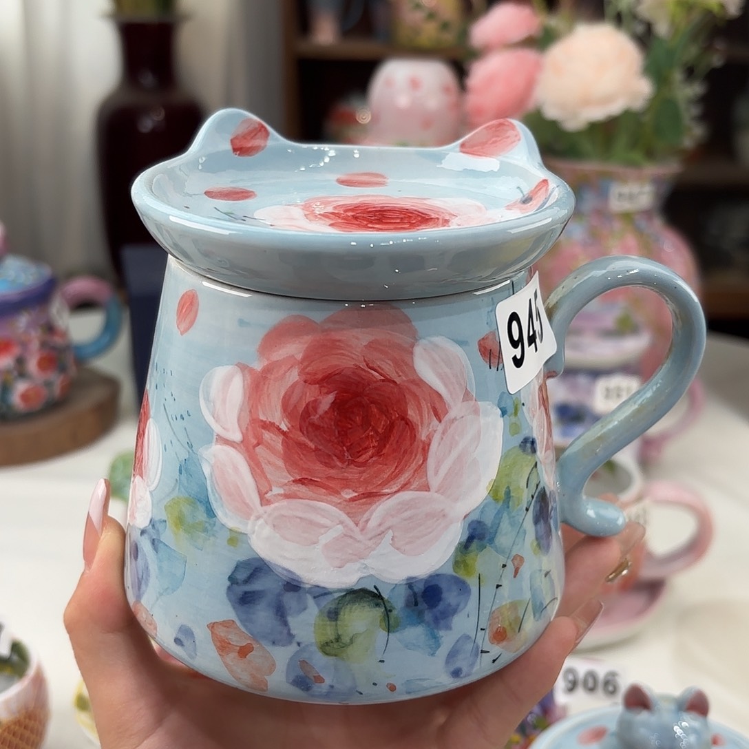 瓷片景德镇手绘高温釉下彩陶瓷茶具