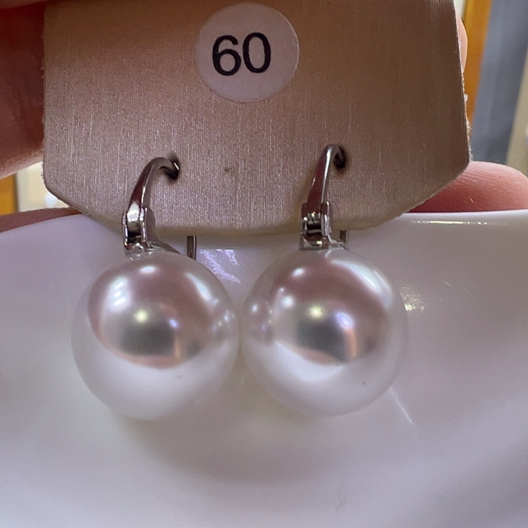 耳饰银S925镶嵌淡水珍珠