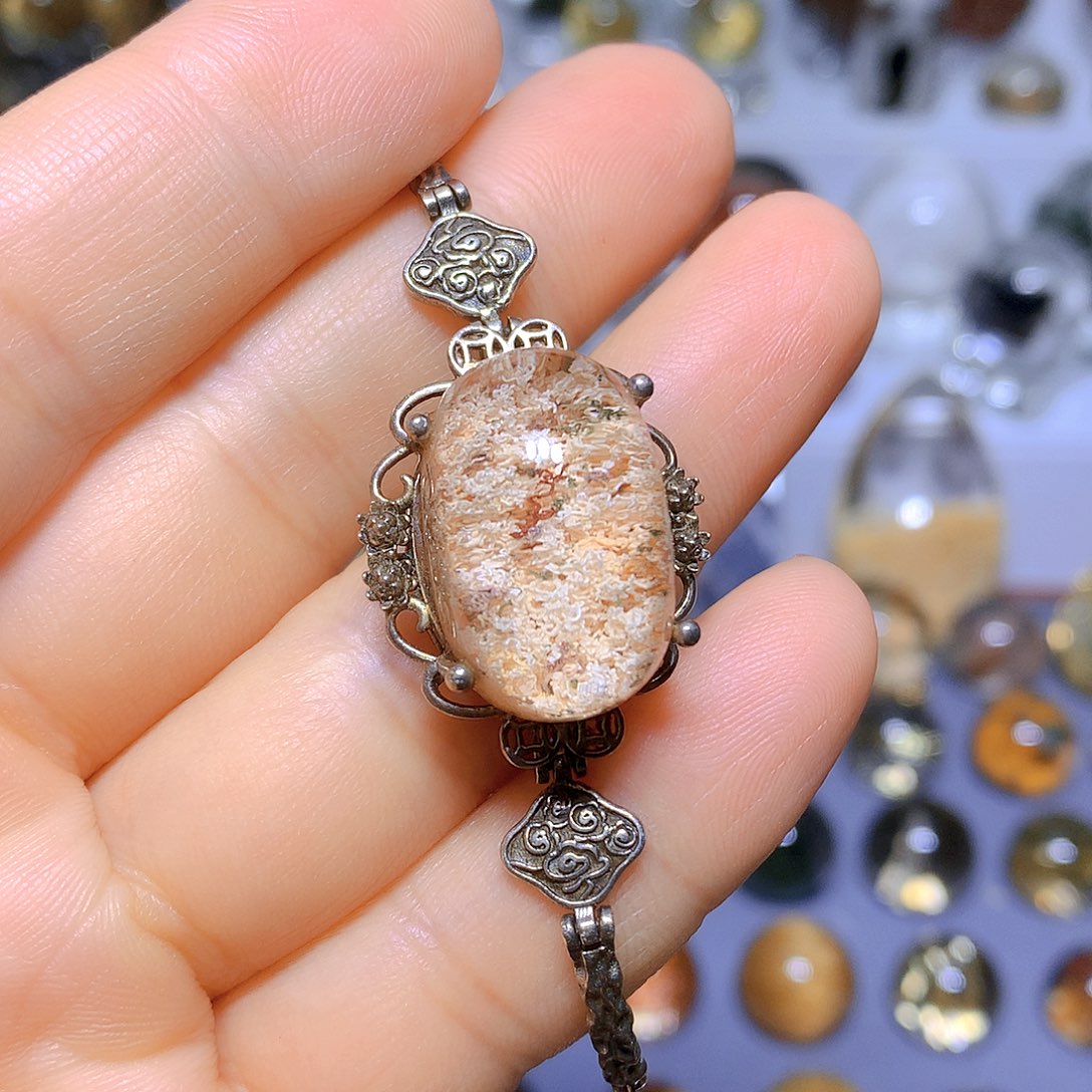 水晶手链银S925镶嵌天然水晶