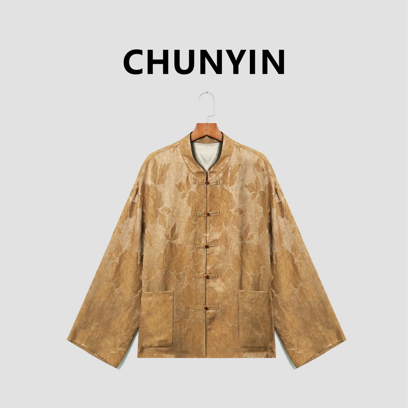 李心儿【琼芳玉】新中式国风设计师牡丹花纹提花气质立领外套2083