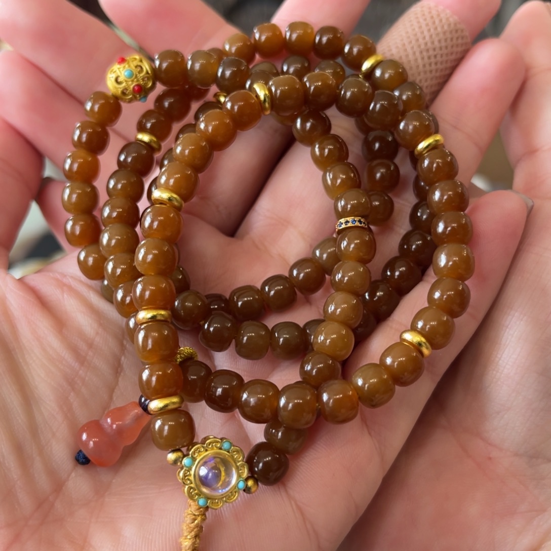 和田玉（糖玉）未镶嵌手串金山全糖7mm老型108珠链