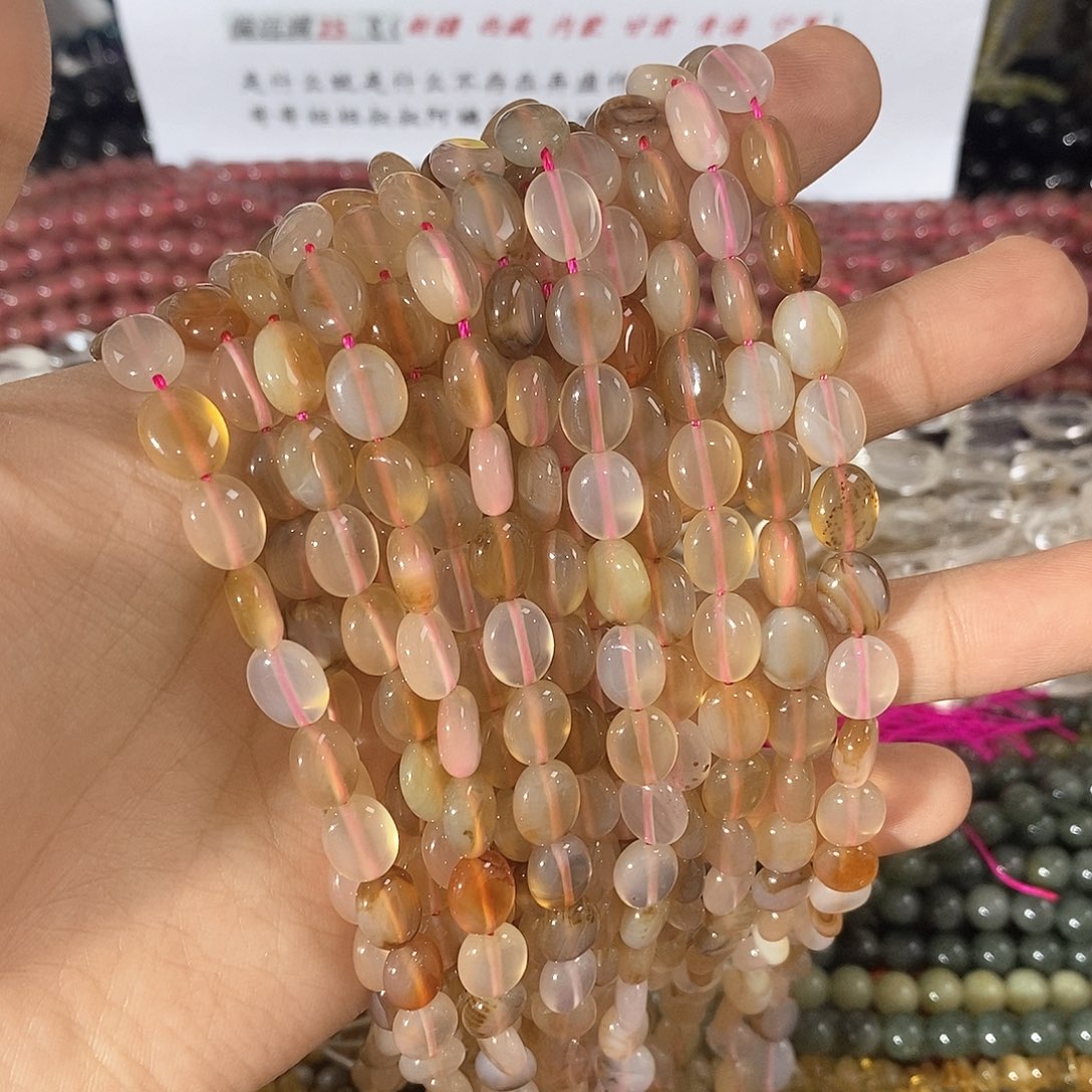 玛瑙/玉髓珠宝半成品未镶嵌一条天然9.5X8mm玛瑙蛋型