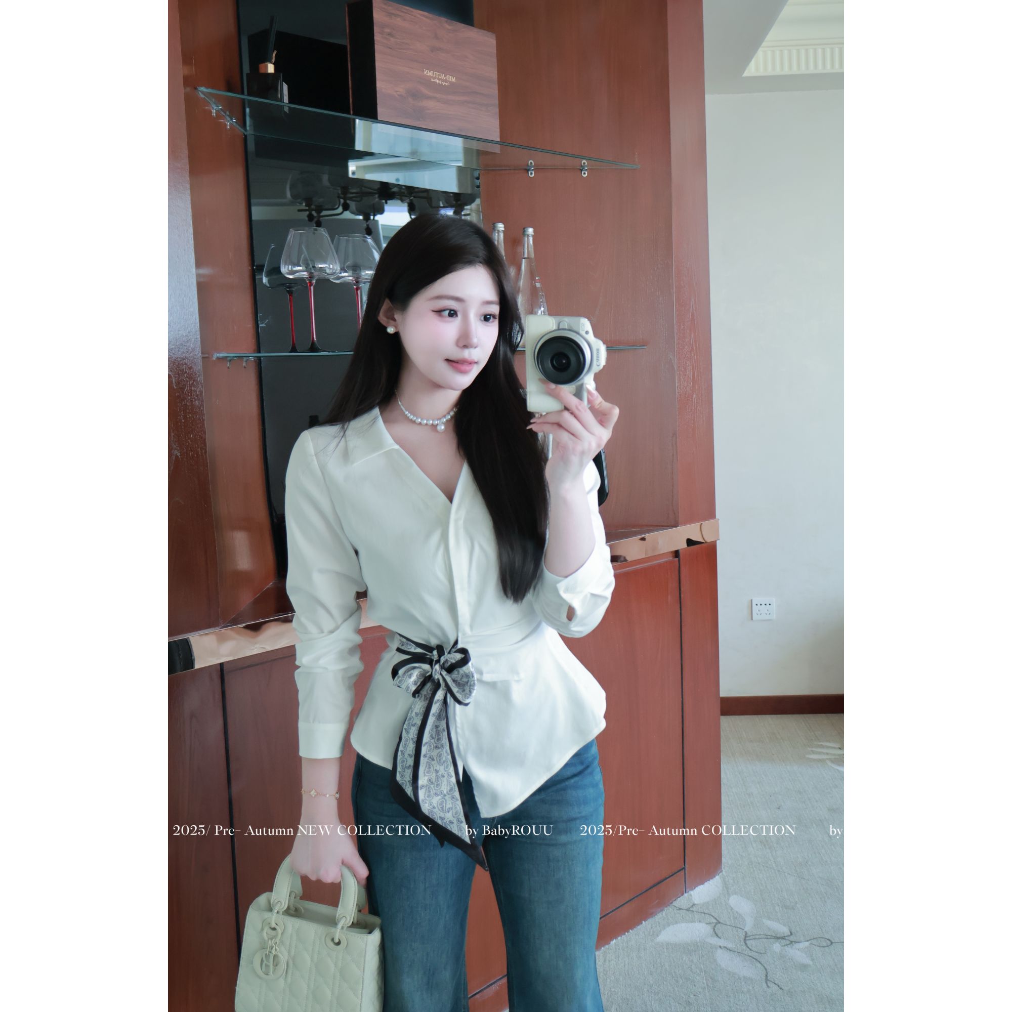 【吸引力法则】温与柔春秋OL设计感扭结长袖显瘦收腰衬衫不起球