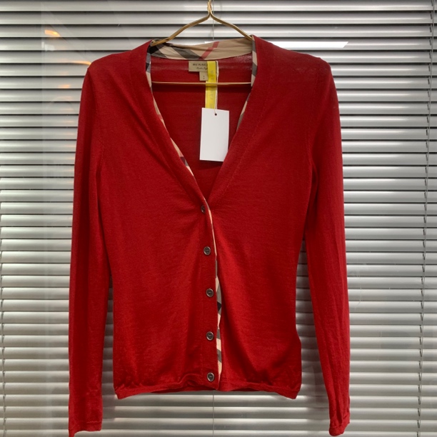 99新 BURBERRY/博柏利 红色针织开衫/S码/F01032