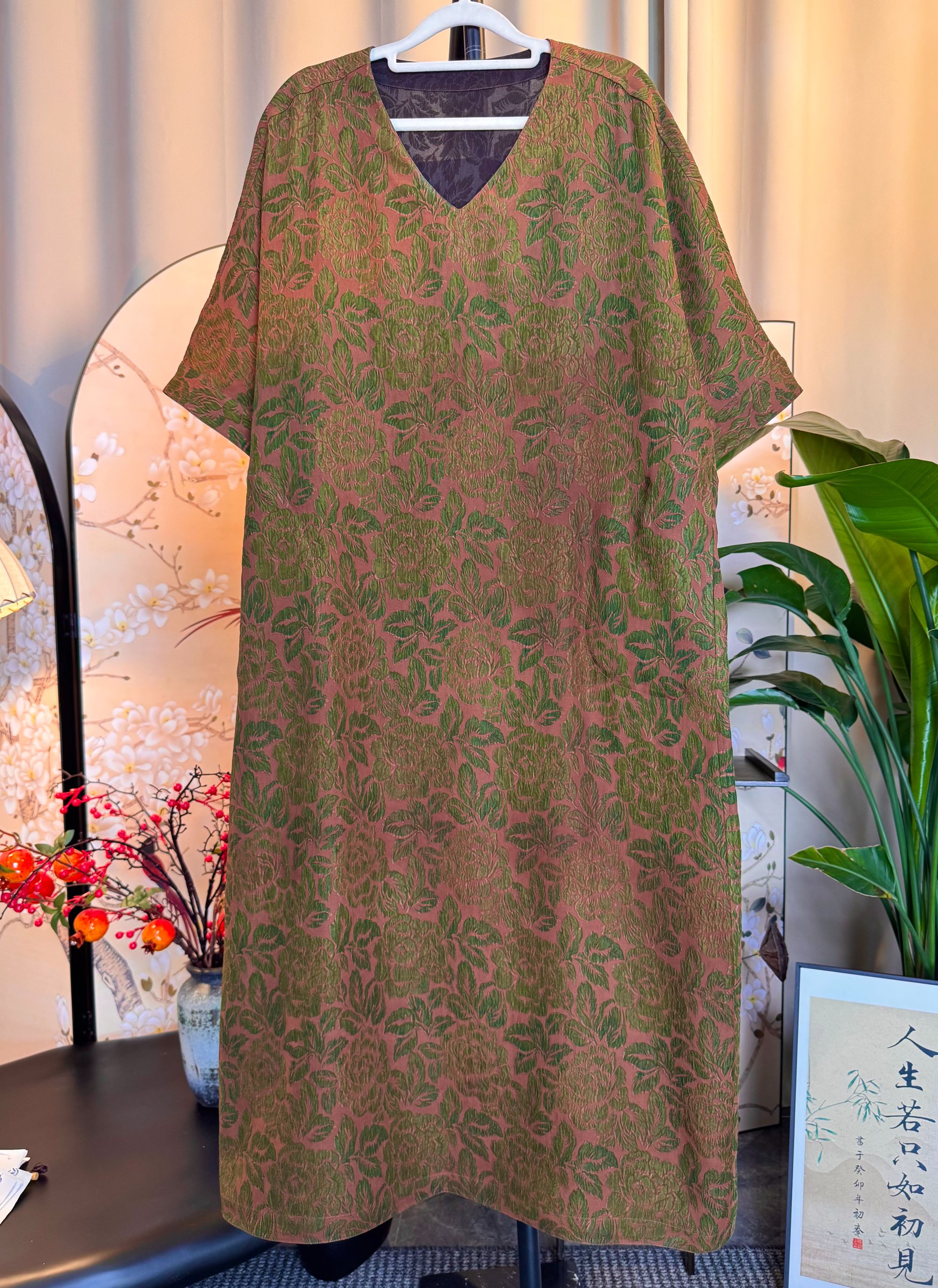 西西推荐-85076花夏-春季新款优雅气质香云纱女装连衣裙