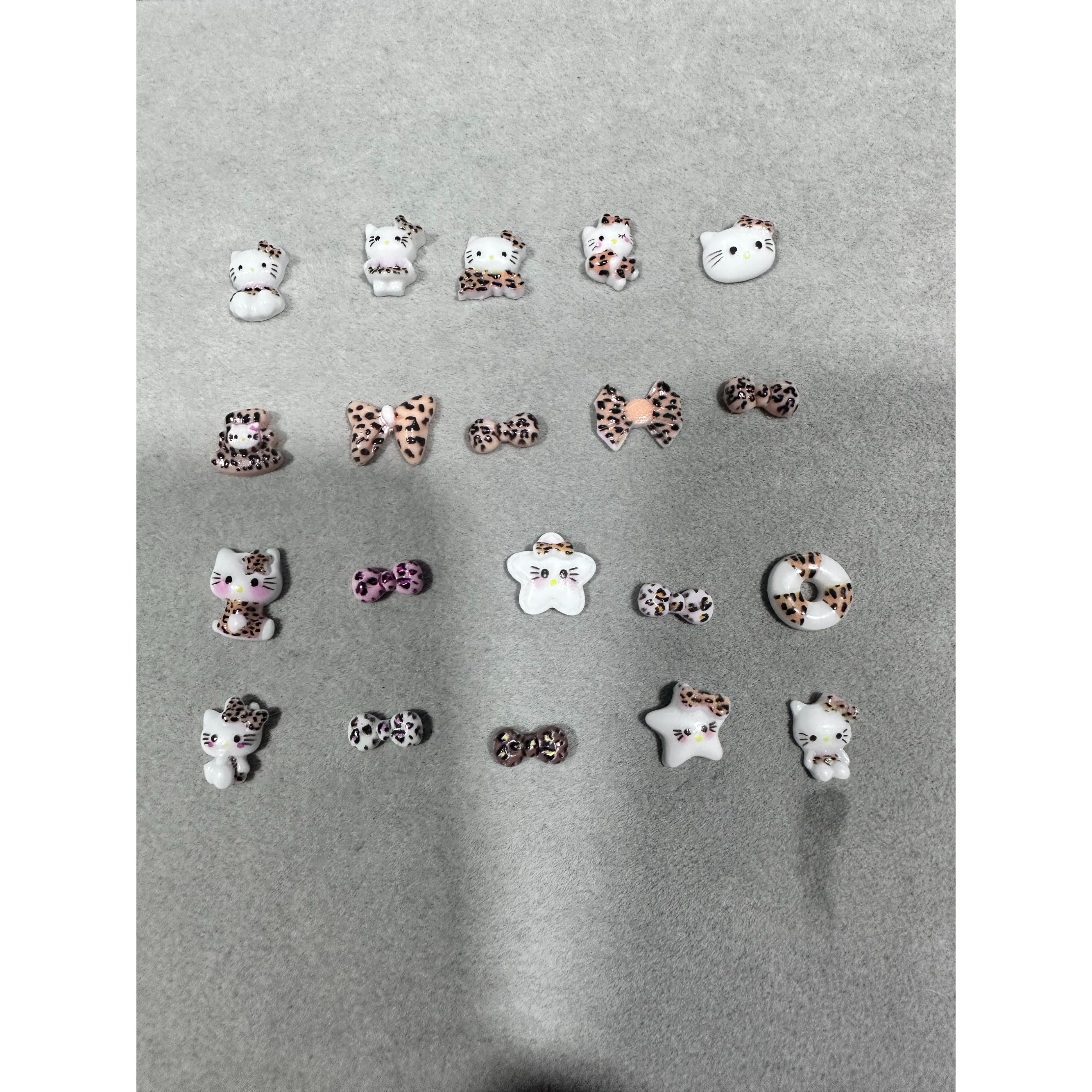【豹纹猫饰品】美甲饰品猫秋冬款秋季美拉德黑白卡通可爱白色