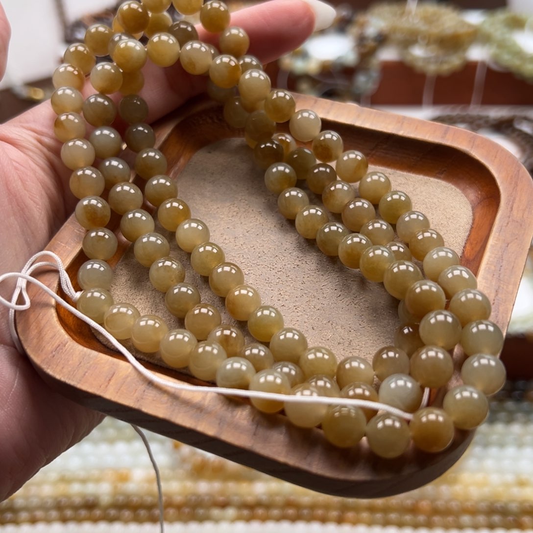 毛衣链未镶嵌和田玉珠串8mm